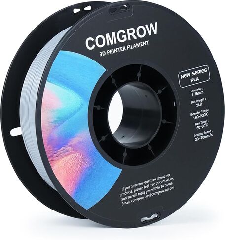 Comgrow PLA 3D Printer Filament, Durable and Stronger 3D Printer PLA Filament 1.75mm Fit Most 3D Printers, Dimensional Accuracy +/- 0.02 mm, 2LBS Spool PLA White Black in Kuwait