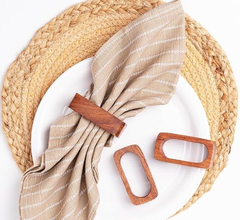 IndoTribe Wood Napkin Rings - Pack of 6, Wooden Napkin Rings for Thanks Giving Decorations | Thanks Giving Napkins Ring for Thanks Giving Table Decor | Napkin Rings Wood for Thanks Giving Décor in Saudi Arabia