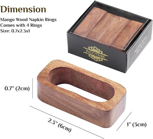 IndoTribe Wood Napkin Rings - Pack of 6, Wooden Napkin Rings for Thanks Giving Decorations | Thanks Giving Napkins Ring for Thanks Giving Table Decor | Napkin Rings Wood for Thanks Giving Décor in Saudi Arabia