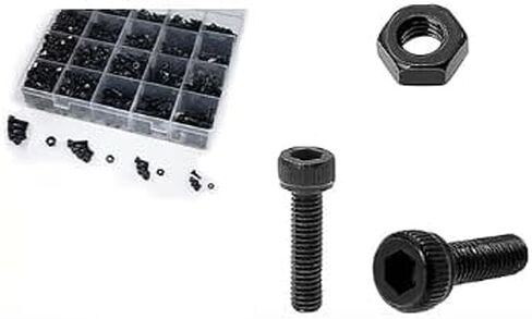 1640pcs M6 M5 M4 M3 Metric Screw Assortment,Metric Bolts and Nuts Kit Socket Head Screws 12.9 Hex Head Metric Screws Assortment Set with Case in Saudi Arabia