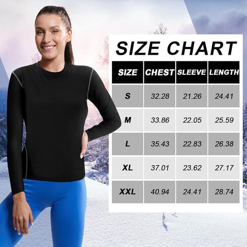 Coume 4 Pack Women's Thermal Shirts Fleece Lined Compression Crew Neck Long Sleeve Base Layer Tops Cold Weather in Saudi Arabia