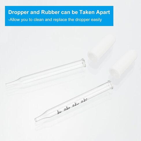 PATIKIL Eye Dropper, 2Pcs 1ml Glass Graduated Bent and Straight Tip Pipette Measured Dropper with Rubber Cap for Essential Oils, Lab Experiments, Clear and White in Saudi Arabia