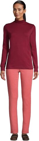 Lands' End Women Long Sleeve Relaxed Cotton Mock Rich Burgundy Petite Medium in Saudi Arabia