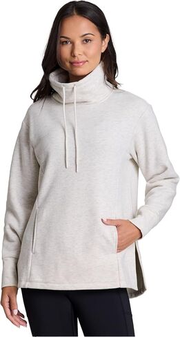 RBX Active Women's Fleece Sweatshirt with Pockets, Blended Cotton Fleece Tunic Pullover Relaxed Fit Cowl Neck Sweater in Kuwait