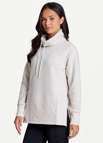 RBX Active Women's Fleece Sweatshirt with Pockets, Blended Cotton Fleece Tunic Pullover Relaxed Fit Cowl Neck Sweater in Kuwait