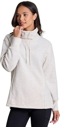 RBX Active Women's Fleece Sweatshirt with Pockets, Blended Cotton Fleece Tunic Pullover Relaxed Fit Cowl Neck Sweater in Kuwait