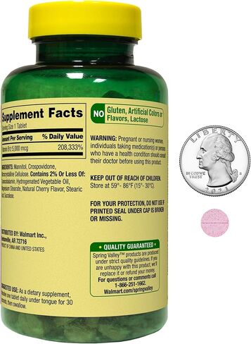Vitamin B12 | Natural Cherry Flavor, 300 Tablets, Fast Dissolve | B12 Vitamins 5000 mcg | Extra Strength B12 | Metabolism Support, Energy Boost | B12 Vitamins in Saudi Arabia