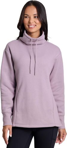 RBX Active Women's Fleece Sweatshirt with Pockets, Blended Cotton Fleece Tunic Pullover Relaxed Fit Cowl Neck Sweater in Kuwait