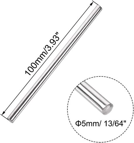 Uxcell 6 مم × 250 مم 304 قضيب مستدير من الفولاذ المقاوم للصدأ للحرف اليدوية - 5 قطع in Kuwait