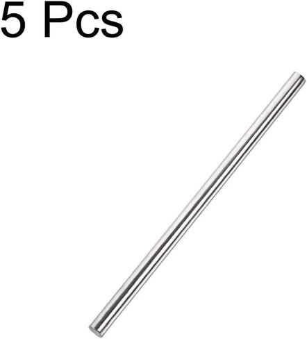 Uxcell 6 مم × 250 مم 304 قضيب مستدير من الفولاذ المقاوم للصدأ للحرف اليدوية - 5 قطع in Kuwait