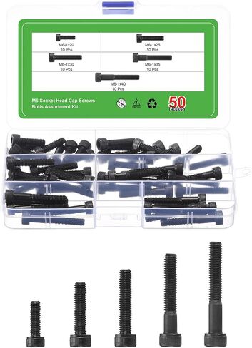 uxcell Hex Socket Bolt Kits (M6), Grade 12.9 Carbon Steel Hex Socket Drive Screw, Black in Saudi Arabia