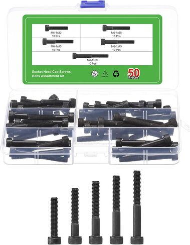 uxcell Hex Socket Bolt Kits (M6), Grade 12.9 Carbon Steel Hex Socket Drive Screw, Black in Saudi Arabia