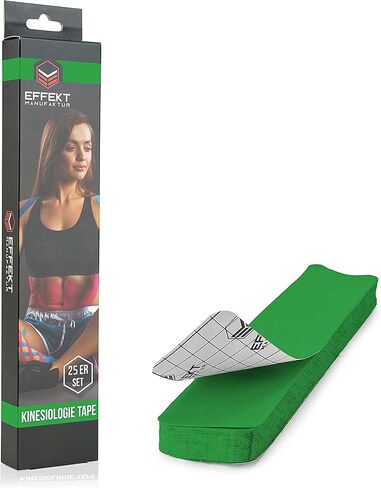 Effekt Pre Cut Kinesiology Tapes Waterproof (25 cm x 5 cm), 25 Strips - Elastic Physio Tape for Muscle Support and Injury Recovery, Medical Tape, Breathable Sports Tape (Red) in Saudi Arabia