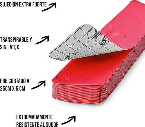 Effekt Pre Cut Kinesiology Tapes Waterproof (25 cm x 5 cm), 25 Strips - Elastic Physio Tape for Muscle Support and Injury Recovery, Medical Tape, Breathable Sports Tape (Red) in Saudi Arabia