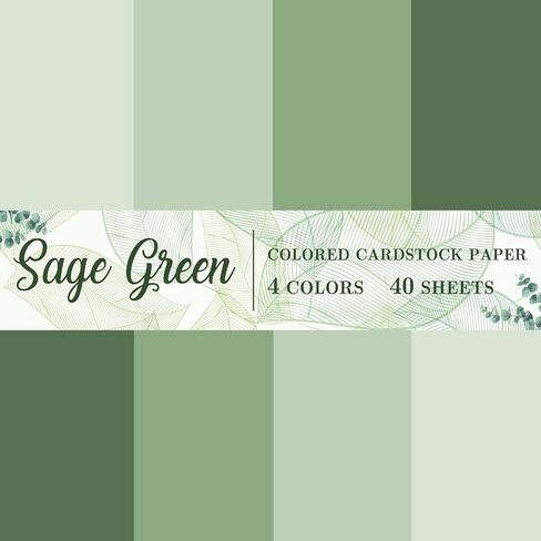 AnyDesign 40 Sheet 8.5 x 11 Inch Sage Green Thick Paper Card Stock 4 Colors Paper Cards Colored Scrapbook Paper for Prints DIY Arts Crafts Making School Office Home Supplies, 65lb in Saudi Arabia