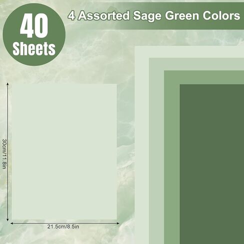 AnyDesign 40 Sheet 8.5 x 11 Inch Sage Green Thick Paper Card Stock 4 Colors Paper Cards Colored Scrapbook Paper for Prints DIY Arts Crafts Making School Office Home Supplies, 65lb in Saudi Arabia
