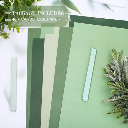 AnyDesign 40 Sheet 8.5 x 11 Inch Sage Green Thick Paper Card Stock 4 Colors Paper Cards Colored Scrapbook Paper for Prints DIY Arts Crafts Making School Office Home Supplies, 65lb in Saudi Arabia