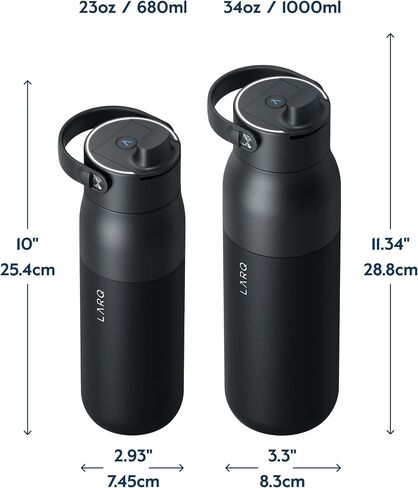 LARQ Bottle PureVis 2 34 oz - UV Water Purifier with Self-Cleaning + App Hydration Tracking, Insulated Stainless Steel Water Bottle | Reusable & Travel Friendly, 1-Year Warranty, Obsidian Black in Kuwait