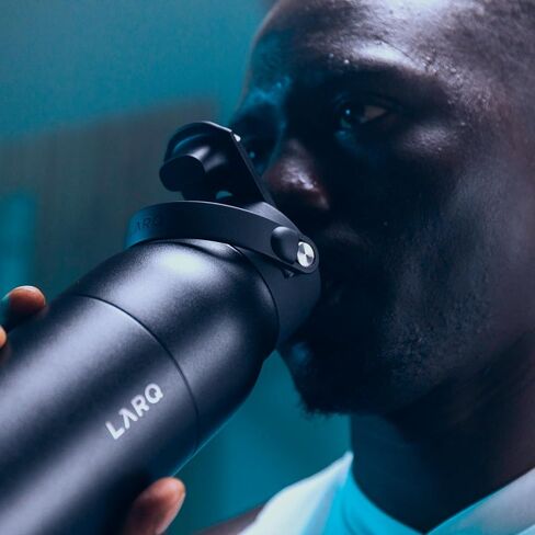 LARQ Bottle PureVis 2 34 oz - UV Water Purifier with Self-Cleaning + App Hydration Tracking, Insulated Stainless Steel Water Bottle | Reusable & Travel Friendly, 1-Year Warranty, Obsidian Black in Kuwait