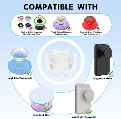 حامل متعدد الأسطح للسيارة مكون من 3 قطع متوافق مع حامل قبضة Popsocket لجهاز تثبيت مقبس البوب ​​ملحقات دعم مكتب المنزل والمكتب جدار جبل لطيف القط لوحة لاصقة قوية (أسود) in Saudi Arabia