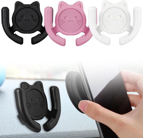حامل متعدد الأسطح للسيارة مكون من 3 قطع متوافق مع حامل قبضة Popsocket لجهاز تثبيت مقبس البوب ​​ملحقات دعم مكتب المنزل والمكتب جدار جبل لطيف القط لوحة لاصقة قوية (أسود) in Saudi Arabia