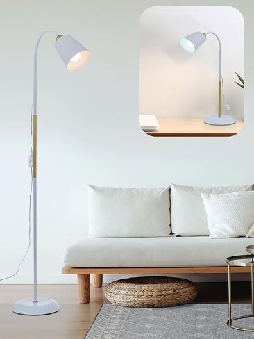 AoMck Gooseneck Floor Lamp Industrial Adjustable Floor Lamp Reading Lamp Standing Floor Lamp for Bedroom Living Room with Adjustable Bendable 2 in 1 Small Arc Corner Floor Reading Table Lamps (Black) in Saudi Arabia
