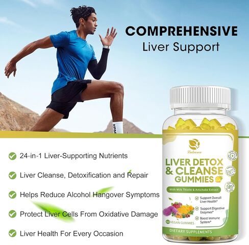 علكات تطهير الكبد وإزالة السموم والإصلاح - 24 عشبة قوية مع 3000 مجم من شوك الحليب وسيليمارين والهندباء ومستخلص الخرشوف والتوت - بدون سكر ونكهة الأناناس - 120 قطعة in Kuwait