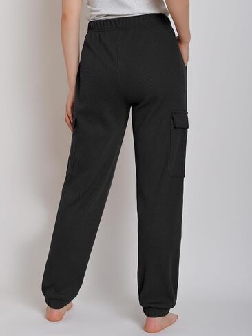 Latuza Women's Waffle Knit Lounge Pants Comfy Cinch Bottom Cargo Joggers in Saudi Arabia