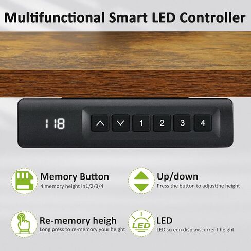 مكتب كهربائي قائم بارتفاع قابل للتعديل من Farexon، مكتب كمبيوتر مقاس 48 × 24 بوصة مع سطح مكتب منحني هندسيًا، مكتب متعدد الوظائف للمنزل/المكتب (بني) in Kuwait
