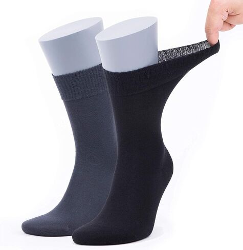 Men’s Diabetic – Rayon Made From Bamboo, Super Thin, Odor Free & Breathable, Calf Socks, Crew Socks (2 Pack) in Kuwait