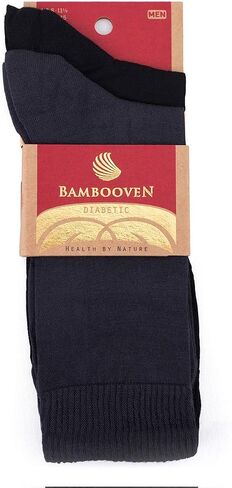 Men’s Diabetic – Rayon Made From Bamboo, Super Thin, Odor Free & Breathable, Calf Socks, Crew Socks (2 Pack) in Kuwait