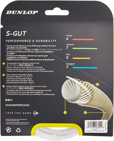 سلسلة تنس صناعية S-Gut من DUNLOP (مجموعات 40 وبكرات 660 بوصة) in Saudi Arabia