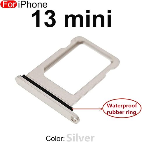 Single SIM Card Tray Slot Holder Replacement for iPhone 13 Mini 5.4 inch with Waterproof Rubber Ring and Sim Card Tray Open Eject Pin(All Carriers) (Black) in Saudi Arabia