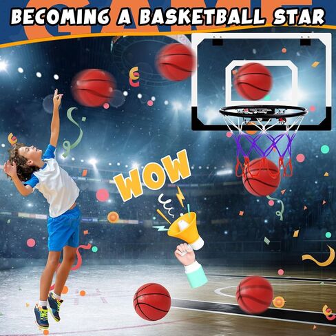 Basketball Hoop Indoor for Kids, Over The Door Mini Basketball Hoop with 4 Balls & Electronic Scoreboard, Bedroom&Office Basketball Toy Gift for Boys Girls Teens and Adults in Saudi Arabia