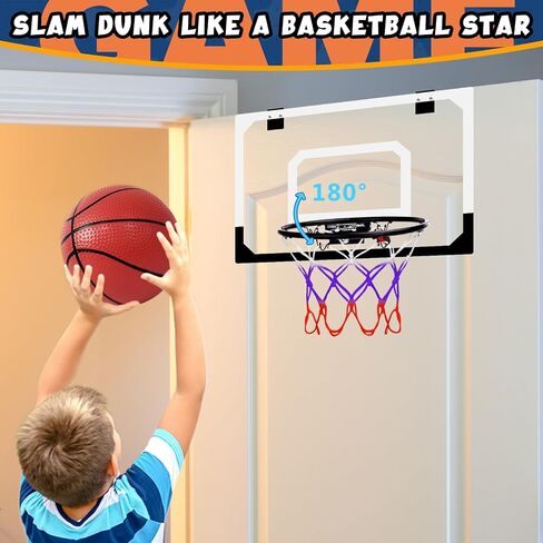 Basketball Hoop Indoor for Kids, Over The Door Mini Basketball Hoop with 4 Balls & Electronic Scoreboard, Bedroom&Office Basketball Toy Gift for Boys Girls Teens and Adults in Saudi Arabia