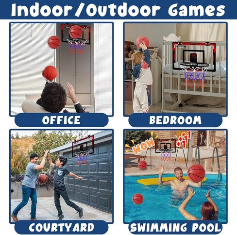 Basketball Hoop Indoor for Kids, Over The Door Mini Basketball Hoop with 4 Balls & Electronic Scoreboard, Bedroom&Office Basketball Toy Gift for Boys Girls Teens and Adults in Saudi Arabia