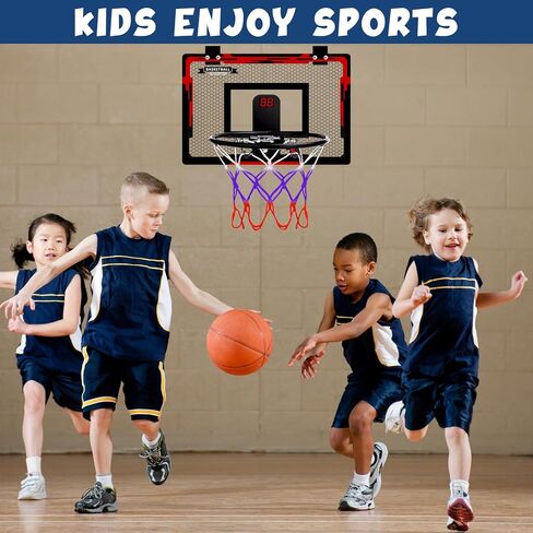 Basketball Hoop Indoor for Kids, Over The Door Mini Basketball Hoop with 4 Balls & Electronic Scoreboard, Bedroom&Office Basketball Toy Gift for Boys Girls Teens and Adults in Saudi Arabia
