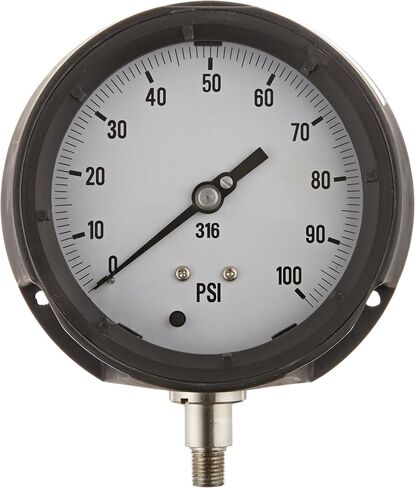 مقياس PIC AHG6-A50.H21 مقاس 4.5 بوصة، نطاق 0/100 رطل لكل بوصة مربعة، حجم اتصال NPT ذكر 1/4 بوصة، مقياس ضغط العملية الجاف/القابل للملء بالتركيب السفلي مع علبة أمان الفينول، 316 قطعة داخلية من الفولاذ المقاوم للصدأ، وعدسة بلاستيكية مقاومة للكسر in Kuwait
