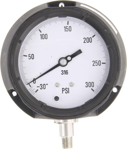 مقياس PIC AHG6-A50.H21 مقاس 4.5 بوصة، نطاق 0/100 رطل لكل بوصة مربعة، حجم اتصال NPT ذكر 1/4 بوصة، مقياس ضغط العملية الجاف/القابل للملء بالتركيب السفلي مع علبة أمان الفينول، 316 قطعة داخلية من الفولاذ المقاوم للصدأ، وعدسة بلاستيكية مقاومة للكسر in Kuwait