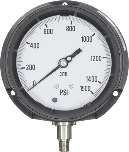 مقياس PIC AHG6-A50.H21 مقاس 4.5 بوصة، نطاق 0/100 رطل لكل بوصة مربعة، حجم اتصال NPT ذكر 1/4 بوصة، مقياس ضغط العملية الجاف/القابل للملء بالتركيب السفلي مع علبة أمان الفينول، 316 قطعة داخلية من الفولاذ المقاوم للصدأ، وعدسة بلاستيكية مقاومة للكسر in Kuwait