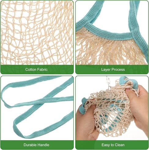 uxcell Reusable Mesh Produce Storage Bags Washable Net Portable Fruit and Vegetable Bag Cotton String Bags for Grocery Shopping Storage, Vegetable in Kuwait