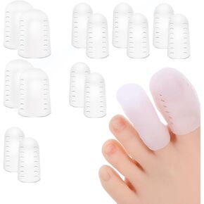 14 Pcs Gel Toe Protectors Breathable Toe Covers Big Toe Caps Guards Anti-Friction Toe Protector Silicone Sleeves Bunion Pads Toe Cushions for Corn Blister Friction (4pcs Large + 10pcs Medium)