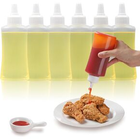 6 Pack Squeeze Bottles for Sauces Condiment Squeeze Bottles for Salad Dressing Ketchup Oil Liquids 180ml/6oz Plastic Squirt Bottle