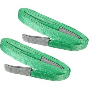 PATIKIL 2" x 15' Lift Strap, 2 Pack 4409lbs Lifting Slings Flat Eye to Eye, 2 Ply Polyester Webbing Lifting Moving Straps for Rigging Hoisting Gear, Green