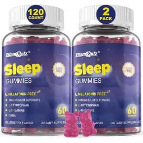 Sugar Free Sleep Gummies No Melatonin for Adults, Melatonin Free Sleep Aid Gummies with Magnesium Glycinate, L-Tryptophan, L-Theanine, GABA, Ashwagandha, Valerian - Natural Calm Gummies