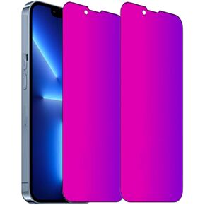 2PCS Anti-Blue Privacy Tempered Glass Mirror Anti-Spy Screen Protector Anti-Peeping Film Compatible with iPhone 13 Pro Max