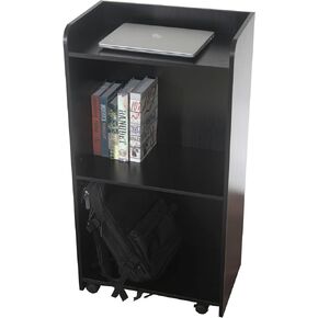 Podium - Portable Podium Stand, Hostess Stand with Wheels, Church Podium Reception Desk, Pulpits for Churches, Mobile Lectern Podium for Conference, Auditorium, Classroom, Adjustable Shelf (Black)