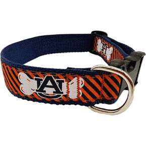 Heavy Duty Adjustable Auburn Dog Collar - Auburn Tiger Dog Collars Come in Different Sizes for Dogs from X-Large to X-Small. (Medium Collar 1.25 inch Wide)