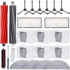 23Pcs Replacement Parts Accessories Kit,Compatible with Roborock S8 Pro Ultra Robot Vacuum,1 Self-Main Brush,2 Hepa Filter,2 Roller Brush,4 Mop Pads,2 Hepa Filters,6 Side Brush,6 Vacuum Bags