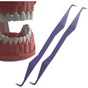 Keyfit Tools PerfectPick Gum Line Tooth Picks Flosser Dental Scraper (2 Pack) Reusable & Double Sided ~Not Small Floss Picks ~ Non Matalic ABS ~Scrape Along Gum Line & Between Teeth Remove Plaque